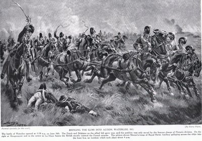 Silahları harekete geçiren Waterloo, 'Hutchinson's Story of the British Nation'dan bir örnek by Henry Payne