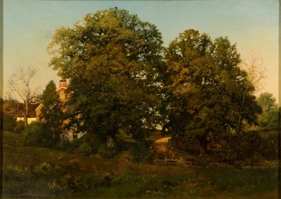 Gün Batımında Old Oaks (tuval üzerine yağlı boya) by Henry Pember Smith