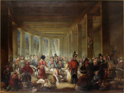 Eski Balık Pazarı, Sandhill, Newcastle upon Tyne (tuval üzerine yağlı boya) by Henry Perlee Parker