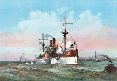 Maine Havana Limanına Vardığında İspanyol Bayraklı Gemisini Selamlıyor by Henry Reuterdahl