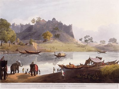 Goomtee Nehri üzerindeki Juanpore Limanı Harabeleri, 1824 by Henry Salt