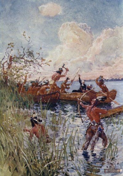 Iroquois tarafından saldırıya uğradı by Henry Sandham