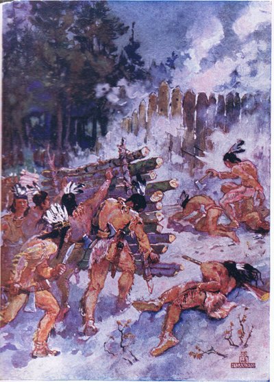 Kızılderililer şarampole saldırıyor by Henry Sandham