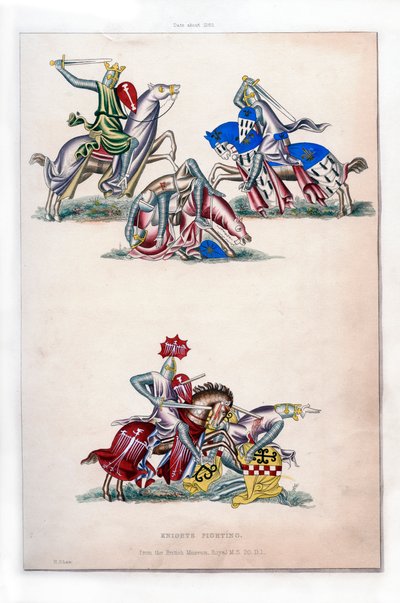 Savaşan şövalyeler, c1260, 1843. by Henry Shaw