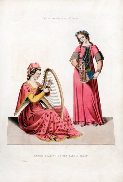 Arp ve Org Çalan Hanımlar, 14. yüzyılın başları, 1843. by Henry Shaw