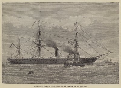 Steam-Tug at Plymouth taking Troops to the Himalaya for the Gold Coast  by Henry Spernon Tozer