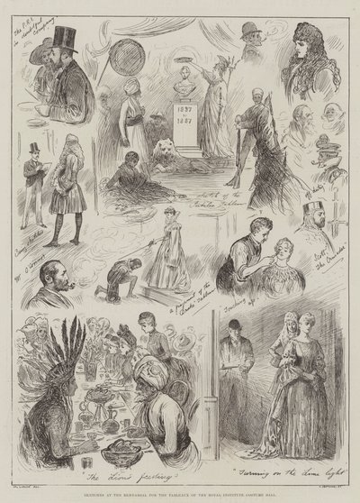 Kraliyet Enstitüsü Kostüm Balosu Tablosunun Provasındaki Eskizler by Henry Stephen Ludlow