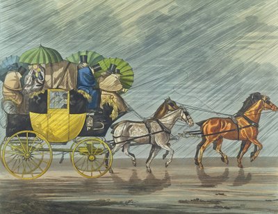 A Bath Coach, George Hunt (fl.1820-40) tarafından sulandırılmış, 1820
