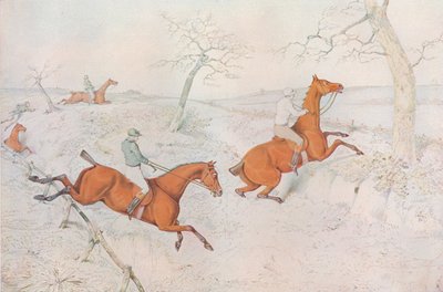 Engelli Koşu: Geçilmesi tehlikeli olan derin bir vadiyi geçmek, 1827 by Henry Thomas Alken