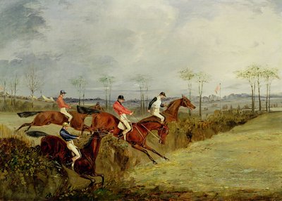 Bir Engelli Koşu, Bir Çit ve Hendek Almak by Henry Thomas Alken