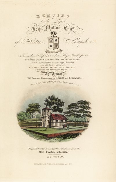 İngilizce Tudor kaligrafi başlığı ve vinyet içeren başlık sayfası by Henry Thomas Alken