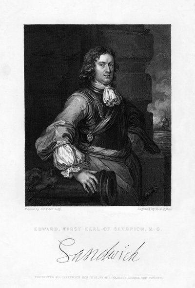 Edward Montagu, Sandwich 1 Earl, İngiliz deniz subayı, 19. yüzyıl by Henry Thomas Ryall