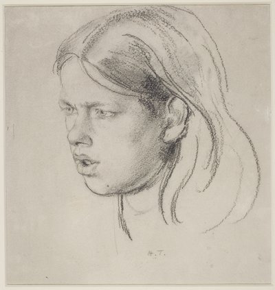 Bir Kızın Başı (kağıt üzerinde tebeşir) by Henry Tonks