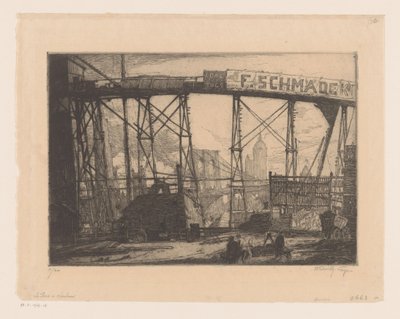 Bir atölyeden New York'un görünümü by Henry Wilfrid Deville (signed by artist)