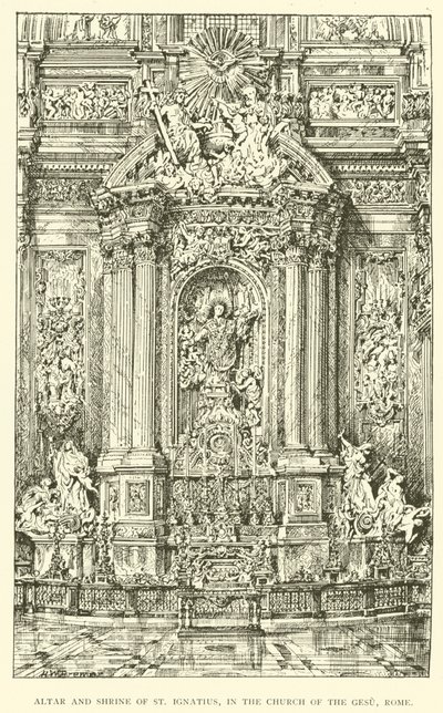 Sunak ve St Ignatius Tapınağı, Gesu Kilisesi, Roma (gravür) by Henry William Brewer