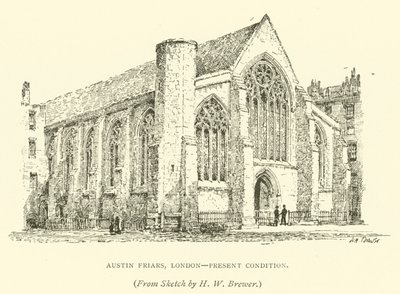 Austin Friars, Londra, mevcut durum (gravür) by Henry William Brewer