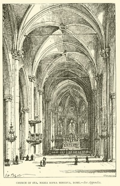 Sta Maria Sopra Minerva Kilisesi, Roma (gravür) by Henry William Brewer