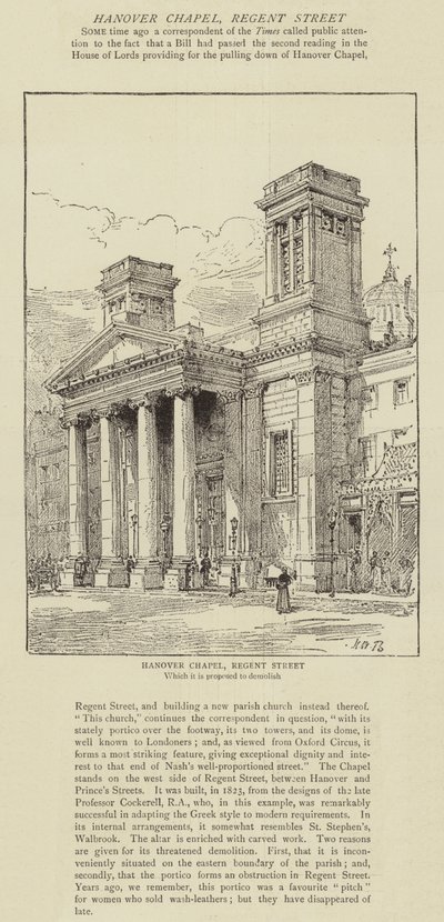 Hannover Şapeli, Regent Caddesi by Henry William Brewer