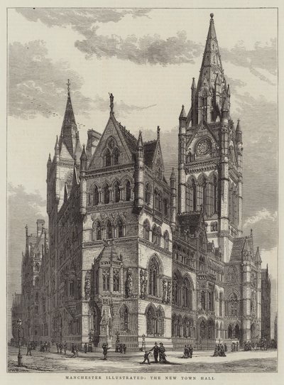 Manchester Illustrated, Yeni Belediye Binası by Henry William Brewer