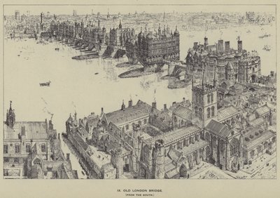 Güneyden Eski Londra Köprüsü, by Henry William Brewer