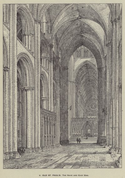 Eski St Pauls, Nef ve Doğu Yakası by Henry William Brewer
