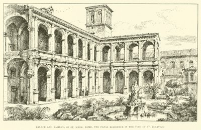Saray ve Aziz Mark Bazilikası, Roma, Aziz Ignatius zamanında Papalık İkametgahı (gravür) by Henry William Brewer