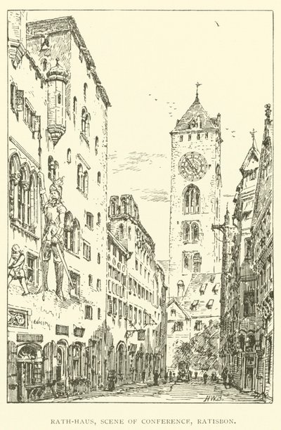 Rath-Haus, konferans sahnesi, Ratisbon (gravür) by Henry William Brewer