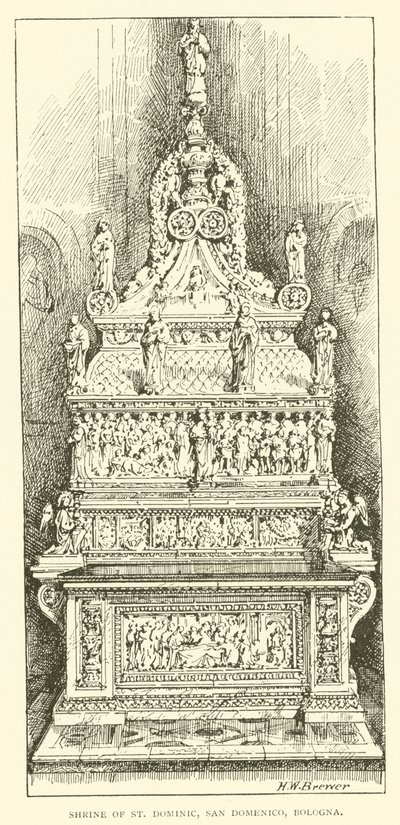 Aziz Dominic Tapınağı, San Domenico, Bologna (gravür) by Henry William Brewer