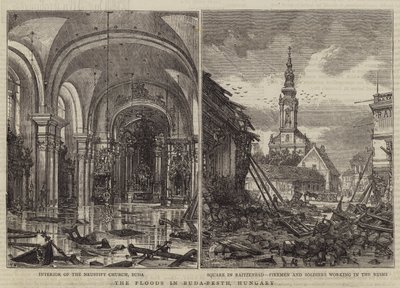 Macaristan'ın Buda-Pesth kentinde sel felaketi by Henry William Brewer