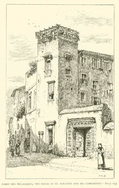 Torre del Melangolo, St Ignatius ve arkadaşlarının evi (gravür) by Henry William Brewer
