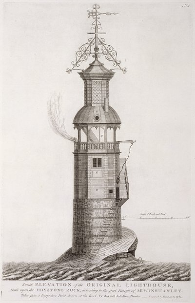 Eddystone Deniz Feneri, Henry Roberts (fl.1761), 1761 tarafından oyulmuş by Henry Winstanley