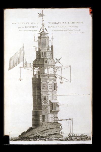 Eddystone Deniz Feneri, Henry Roberts (fl.1762), 1762 tarafından oyulmuş by Henry Winstanley