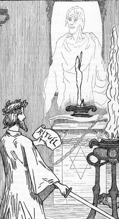 Ruhçuluk: Ruhların çağrışımı Henry de Malvost'un Jules Bois'in “Satanism and Magic” adlı eserinden çizimi 1895 Özel Koleksiyonu by Henry de Malvost