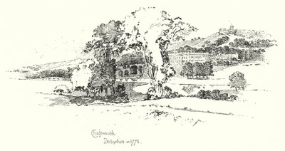 Chatsworth, Derbyshire, 1775'te (lito) by Herbert (after) Railton