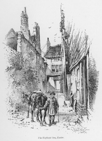 Koçluk: The Elephant Inn, Exeter (taş) by Herbert (after) Railton
