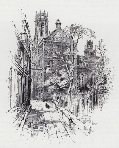 Clifford's Inn'deki köşe (gravür) by Herbert (after) Railton