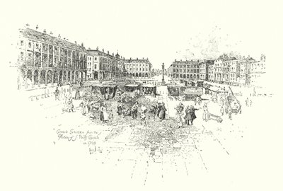 Covent Garden, St Paul Kilisesi Portikosundan, Londra, 1749 (lito) by Herbert (after) Railton