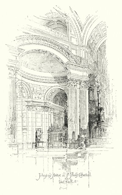 Dr Johnson Heykeli, St Paul Katedrali, Londra (lito) by Herbert (after) Railton