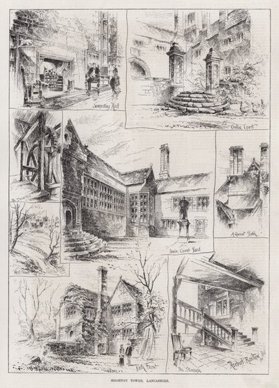 Hoghton Kulesi, Lancashire (gravür) by Herbert (after) Railton