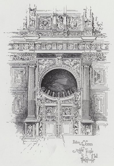 Orta Tapınak Salonu'ndaki Perde Bölümü (gravür) by Herbert (after) Railton