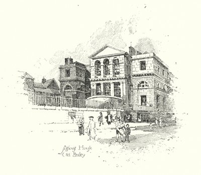 Sessions House, Old Bailey, Londra (lito) by Herbert (after) Railton