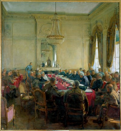 Birinci Dünya Savaşı (1914-1918): "Temmuz 1918'de Versay'daki Trianon Sarayı'nda Yüksek Konsey toplantısı" by Herbert Arnould Olivier