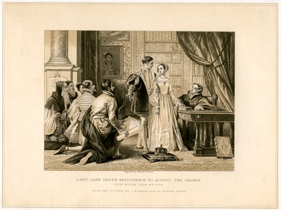 Leydi Jane Grays Tacı Kabul Etme isteksizliği, 19. yüzyıl by Herbert Bourne