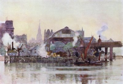 Nehirden Charing Cross İstasyonu (renkli taş) by Herbert Menzies (after) Marshall