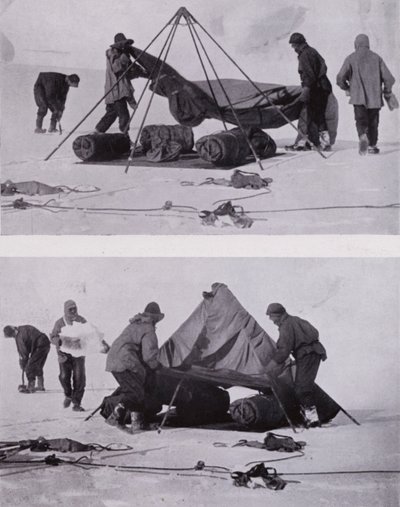 Çadırın kurulması (s/b fotoğraf) by Herbert Ponting