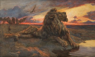 Ölen Aslan Çalışması (Suluboya) by Herbert Thomas Dicksee