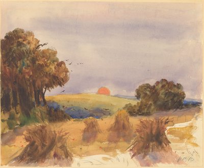 Gün batımında mısır tarlası by Hercules Brabazon Brabazon
