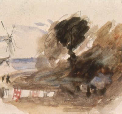Kulübe ve Yel Değirmeni ile Manzara by Hercules Brabazon Brabazon