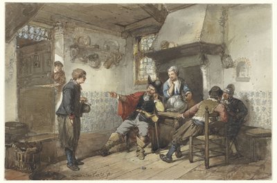 Bir handa bazı adamlar ve bir asker by Herman Frederik Carel ten Kate