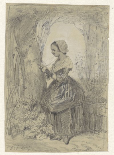 Kız bir ağacın yanında by Herman Frederik Carel ten Kate